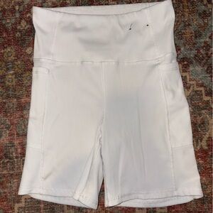 Women's White High-Waisted biker shorts